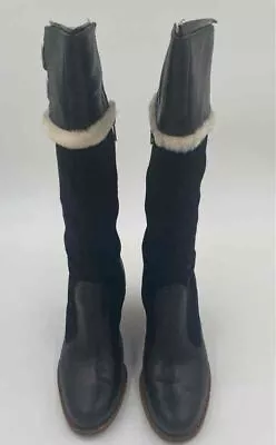 Ugg Womens Black Leather Round Toe Block Heel Side Zip Knee High Booties Size 7 • $20.99