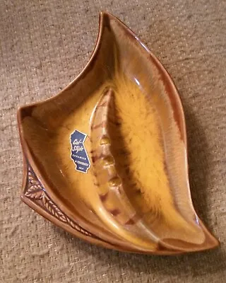 $9.99 • Buy Vintage Cal-Style Ceramics Pottery Drip Glazed Ashtray Brown Gold 2507