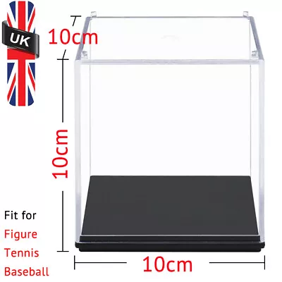 UK Perspex Cube 10cm Display Box Clear Acrylic Case Plastic Base Dustproof Toy • £12.19