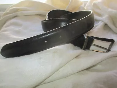 Coach Black Leather Belt 36 Silver Tone Brass Buckle Narrow • $18.99