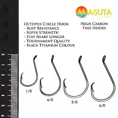 Masuta Octopus Circle Fishing Hook - High Carbon Rust Resistance Fine Tackle • $7.98