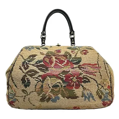 Vintage 20s EMPRESS XL Tapestry Floral Carpet Bag Leather Trim Satchel RARE NOS  • $899.99
