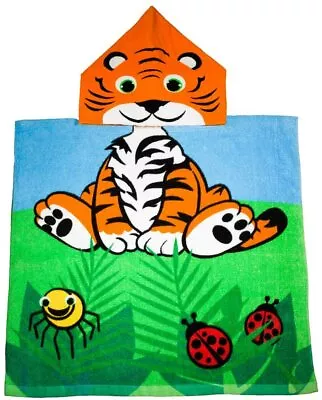 Kidz Swimmers Baby Toddlers Tiger Hooded Beach Towel  Poncho 100% Cotton • £10.99