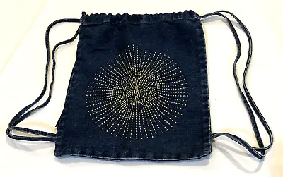 LEI Drawstring Cinch Bag Backpack Butterfly Denim Blue VINTAGE School Girl Gift • $22.99