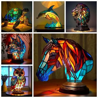 Stained Animal Series Table Lamp Decorative Lighting Desk Lamps Night Light • £13.71