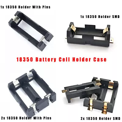 1 2 Cell 18350 Plastic Battery Holder Case Open Storage Box Pin/SMD/SMT Black • £2.80