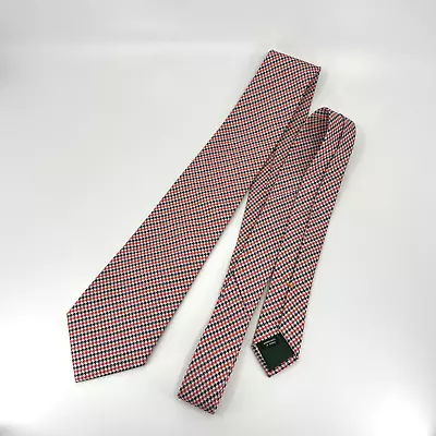 Lauren Ralph Lauren Necktie Mens Red Houndstooth Shirt Tie 100% Silk Handmade • $33.24