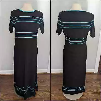 Women's Exclusively Misook Dress Black Blue  Midi Length Large Professional • $45