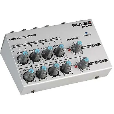 Pulse MLX402 Compact Line Mixer 8 Channel Mono Or 4 Channel Stereo • £35.99
