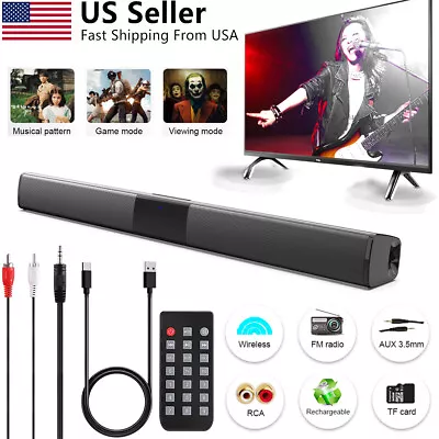 Surround Sound Bar 4 Speaker System Wireless BT Subwoofer TV Home Theater Remote • $30.99