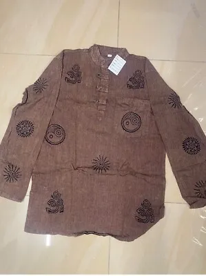 Brown Long Sleeved Shirt Boho/festival (u1) • £7.99