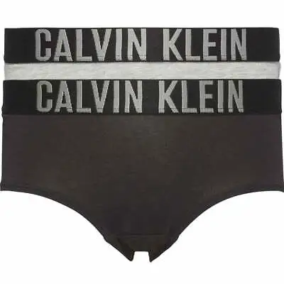 Calvin Klein Girls 2 Pack Intense Power Shorty Brief Heather Grey/Black • £19.99