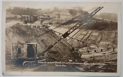 Vintage Postcard RPPC Hardy Dam Construction Muskegon River Oxbow MI C AA28 • $6.75