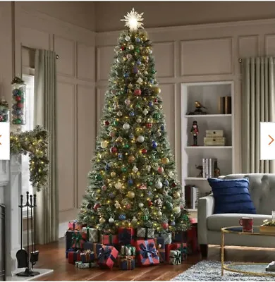 Home Accents Holiday 9 Ft Sparkling Amelia Frosted Pine LED Pre-Lit Xmas Tree • $375