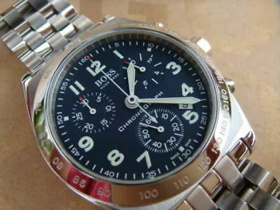 New Hugo Boss Mens Blue Pilot Chronograph Timer Designer Suit Wrist Watch £695 • £595