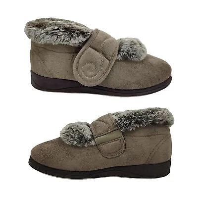 Panda Emee Ladies Slippers Boot Cosy Furry Trim Lining Single Wide Strap  • $44.95