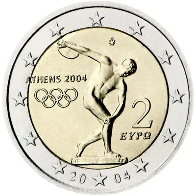 The First Ever EU Commemorative 2 Euro Coin  Greece 2004 UNC In Capsule! • $10