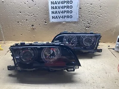 FIT 1999-2001 BMW 3-Series E46 Sedan Black LED DRL Halogen Headlight Pair#H61 • $151.80