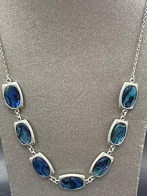 Lovely Vintage Blue Abalone Shell Necklace 48cm Long • £7.49