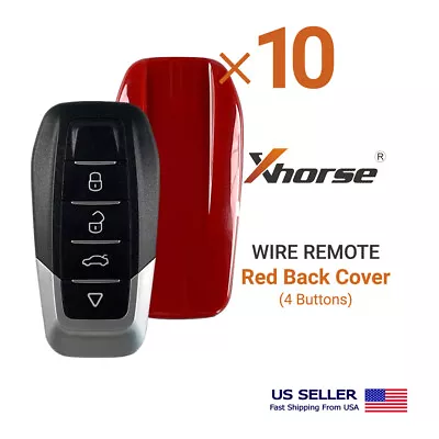 10X Xhorse Universal Wire Remote Key Red Back Cover 4 Button XKFEF2EN • $82.75