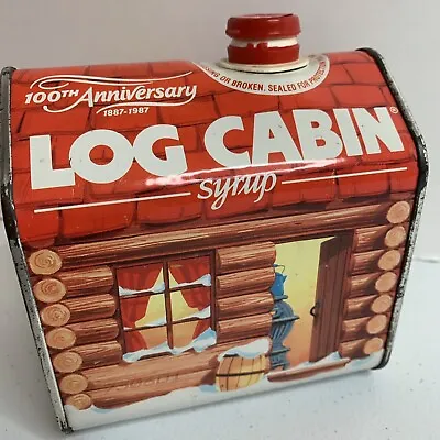 Vintage 1987 Red Log Cabin Maple Syrup Tin Can 100th Anniversary General Foods • $8.32