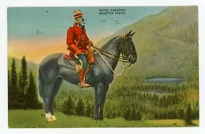 Royal Canadian Mounted Police Rockies CANADA 1943 Valentine Black Co Postcard • $1.85