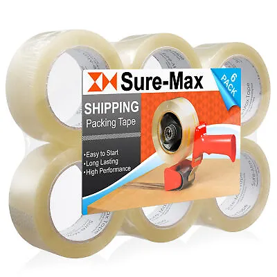 6 Rolls Carton Sealing Clear Packing Tape Box Shipping - 1.8 Mil 2  X 110 Yards • $16.99