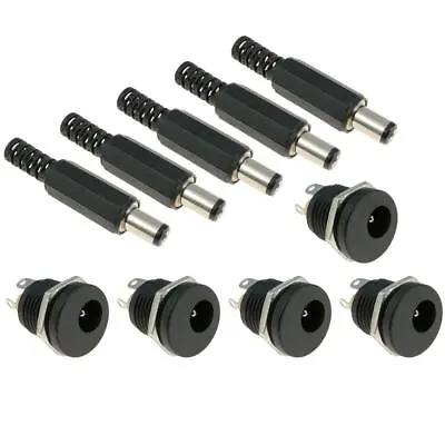 5x 2.1mm X 5.5mm Male Plug + Female Socket Panel Mount Jack DC Connector • £5.19
