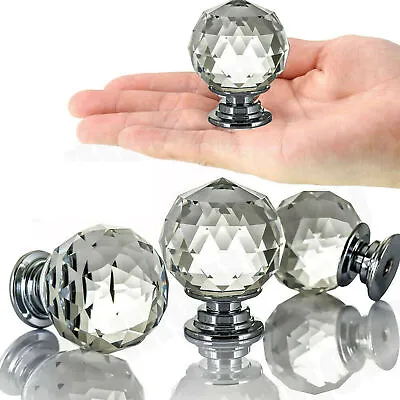 Clear Crystal Diamond Glass Door Knobs Cupboard Drawer Furniture Handle Cabinet • £5.69