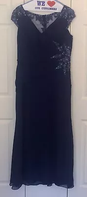 Mother Of The Bride Formal Long Dress-Cobalt-Cap Lace Sleeves-Size 16 • $75