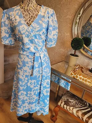 Quiz Light Blue Floral Belted Dress Size UK18 • £12