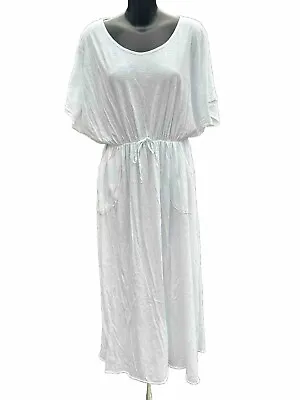Short Sleeve Long Maxi Dress White Summer Holiday Dress With 2 Pockets • £9.99