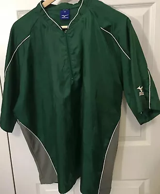 Mizuno Jacket Men Sz M 1/4 Zip Pullover Short Sleeve Vented Green Jacket • $19.92