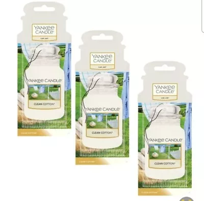 3 X Yankee Candle CLEAN COTTON CARTON Jar Air Freshener  • £5.49