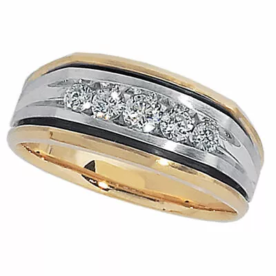 Men's 1/2 Ctw Natural  Diamond Wedding Band In 14K Two-Tone Gold • $1271.93