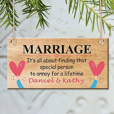 Personalised Marriage Plaque Novelty Wedding Anniversary Gift For Wife Husband • £4.99