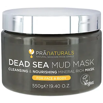 PraNaturals Dead Sea Mud Mask Face & Body Dull Skin Deep Cleansing 550g • £9.99