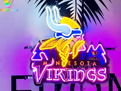 Minnesota Vikings Logo 17 X17  Neon Light Lamp Sign With HD Vivid Printing AA • $138.39