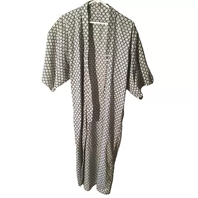 Vintage Japanese Cotton Yukata Belted Kimono Robe Nightwear Hilton Japan OS • $45