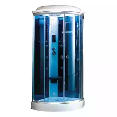 Steam Shower Room Enclosure Freestanding Corner With Blue Tempered Glass W Jets • $2498.10