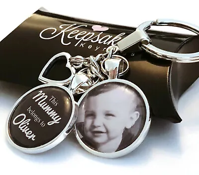 £4.45 • Buy Personalised Photo Keyring Daddy Belongs To Fathers Day Birthday Present Gift