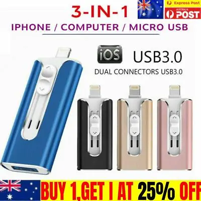 1TB USB Flash Drive U Disk 3 In 1 Storage Memory Stick For IPhone IPadPC Android • $25.49