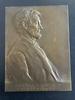 Victor David Brenner (1871-1924) Abraham Lincoln Bronze Plaque *RARE* • $1950