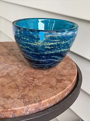 Vintage Modernist 1970s Signed Mdina Michael Harris Sea & Sand Art Glass Bowl • $74.99
