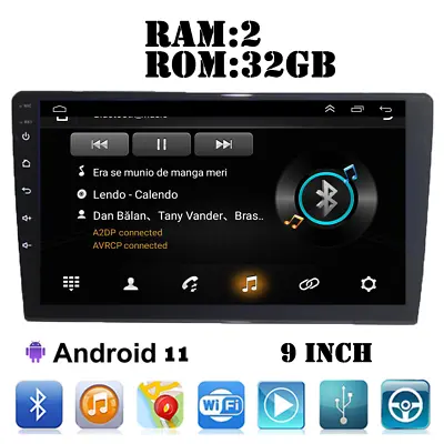 Android 11 9 Inch 2G+32GB GPS Navigation Car MP5 Stereo Player WIFI Bluetooth HD • $56.04