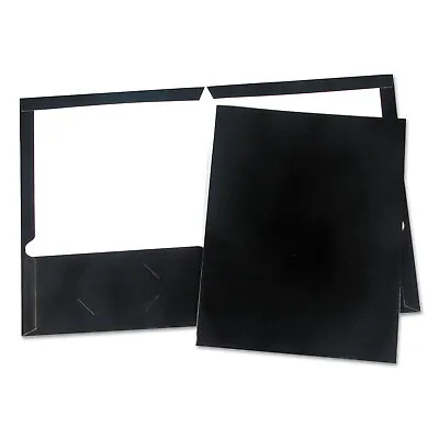 Universal Laminated Two-Pocket Folder Cardboard Paper Black 11 X 8 1/2 25/Pack • $12.50