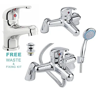 £14.99 • Buy Design Chrome Bathroom Tap Set Bath Filler Shower Mixer Mono Basin Taps