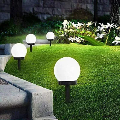 Solar Power Stake Lights Garden Globe Lamps White LED Ball Security Round Sphere • £14.99