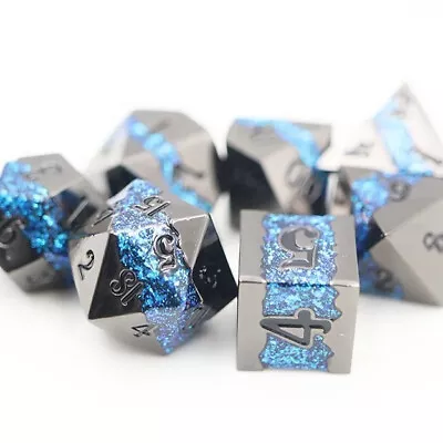 Blue Rift Stones Metal Dice Set For D&D Pathfinder RPG • $35.99