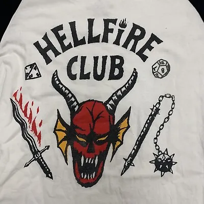 Hellfire Club 3/4 Sleeve Baseball Shirt Adult Small Stranger Things Netflix • $15